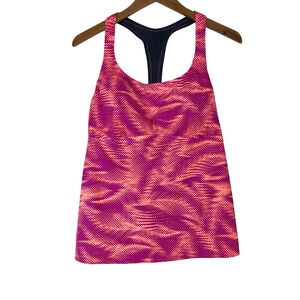 NIKE Women's Racerback Active Tankini Swim Top NESS8365 Fuschia / Orange Plus 1X